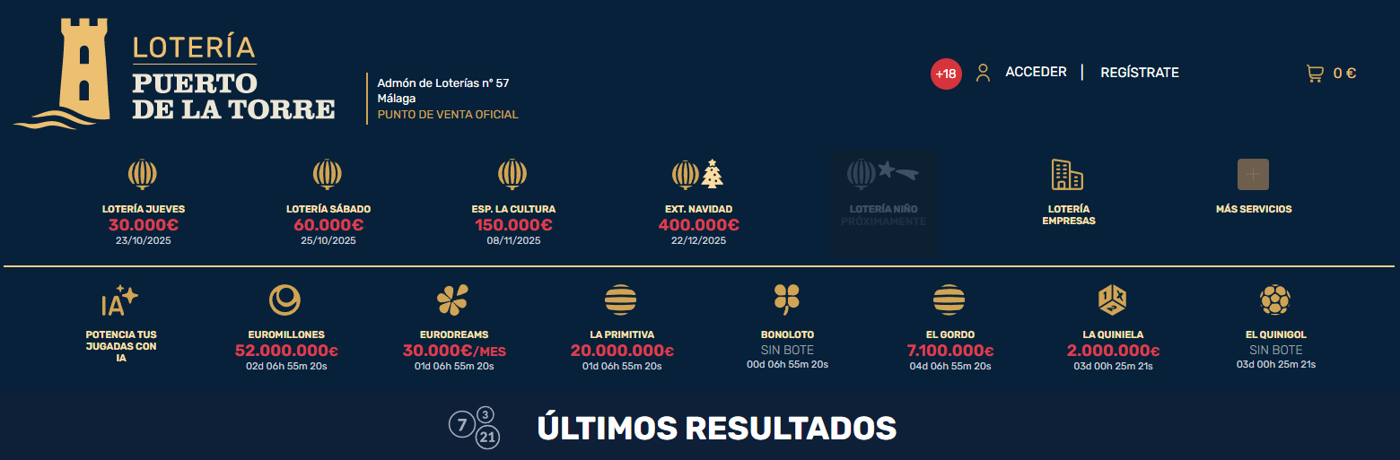 Botes Premios Sorteos Millonarios Oficiales de Administración de Lotería Nacional o Estatal de España 2025