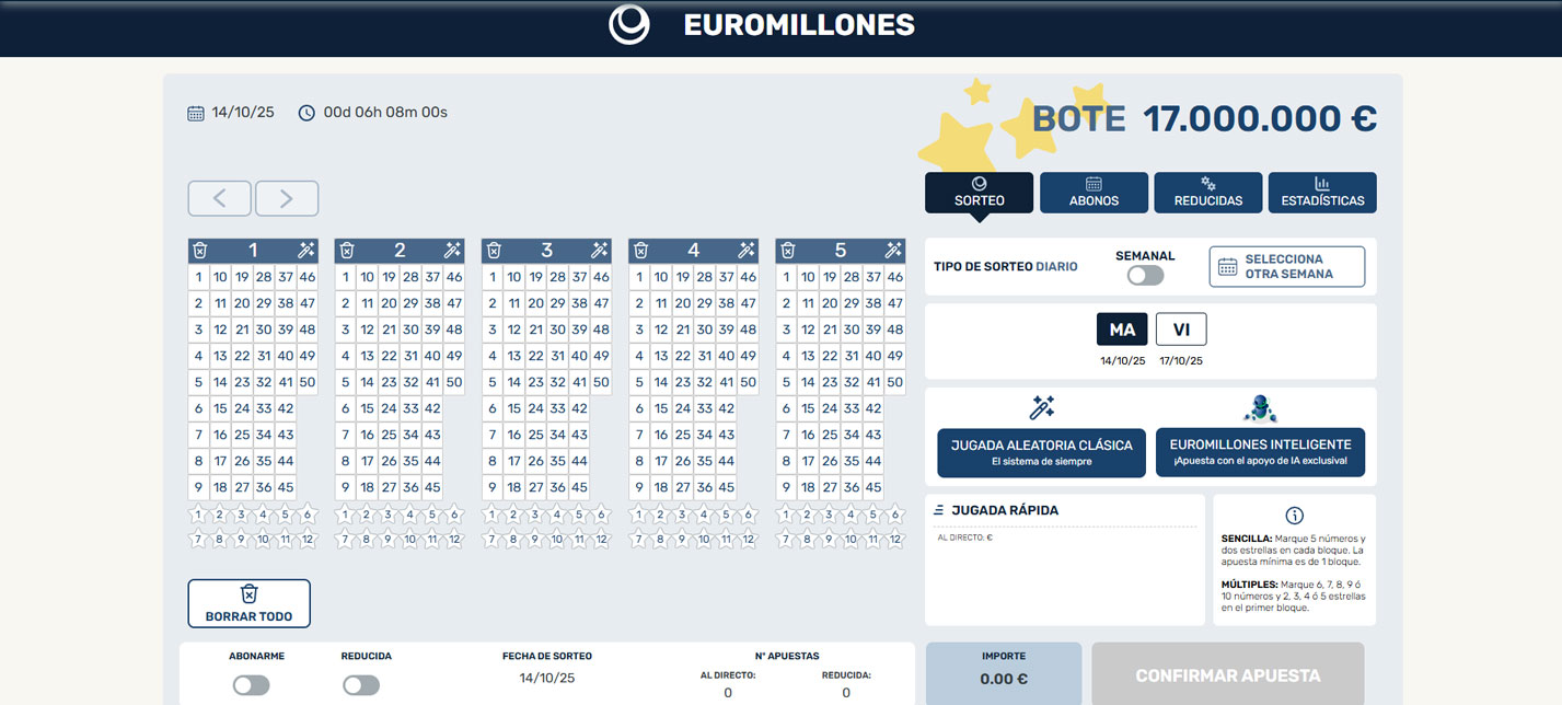 Proximo sorteo de Euromillones o Euromillón
