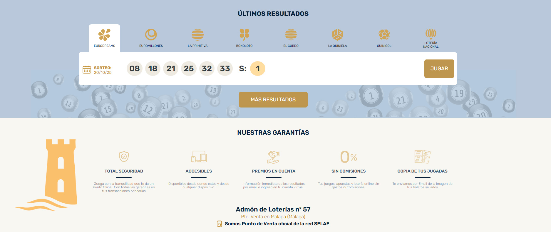 Somos un punto de venta oficial de Loterías y Apuestas del Estado Somos un punto de venta oficial de Loterías y Apuestas del Estado