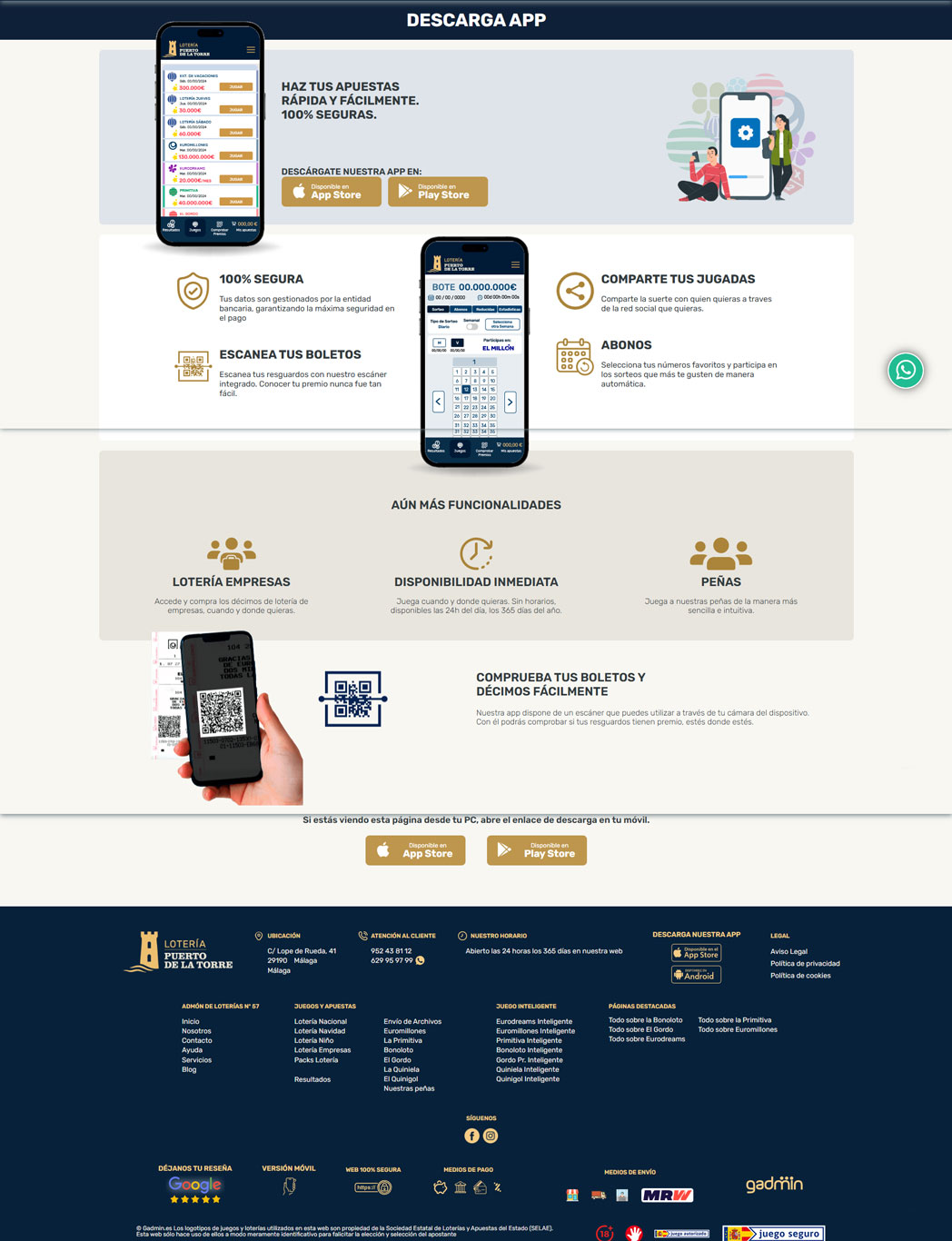 Haz tus apuestas rápida y fácilmente. Totalmente seguras. Descárgate nuestra APP desde Nuestra Web